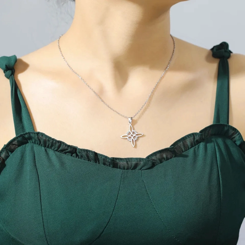 COLGANTE TODOJOYAS ACERO COLLAR NUDO DE BRUJA PLATEADO - 7