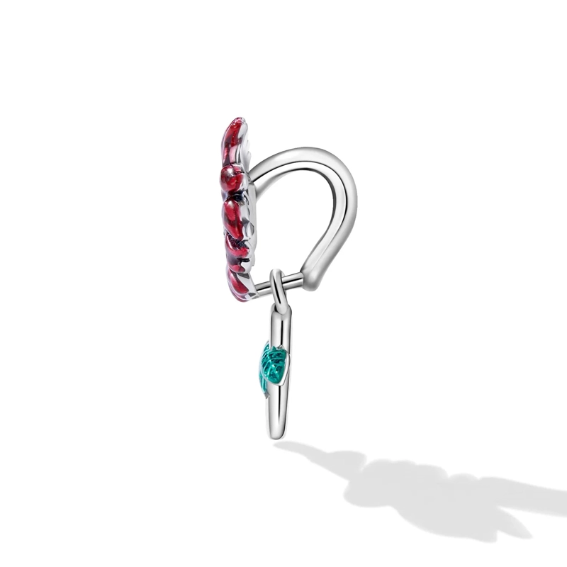 CHARM DIJE PLATA 925 FLOR MARGARITA EN COLOR ROJO - 6