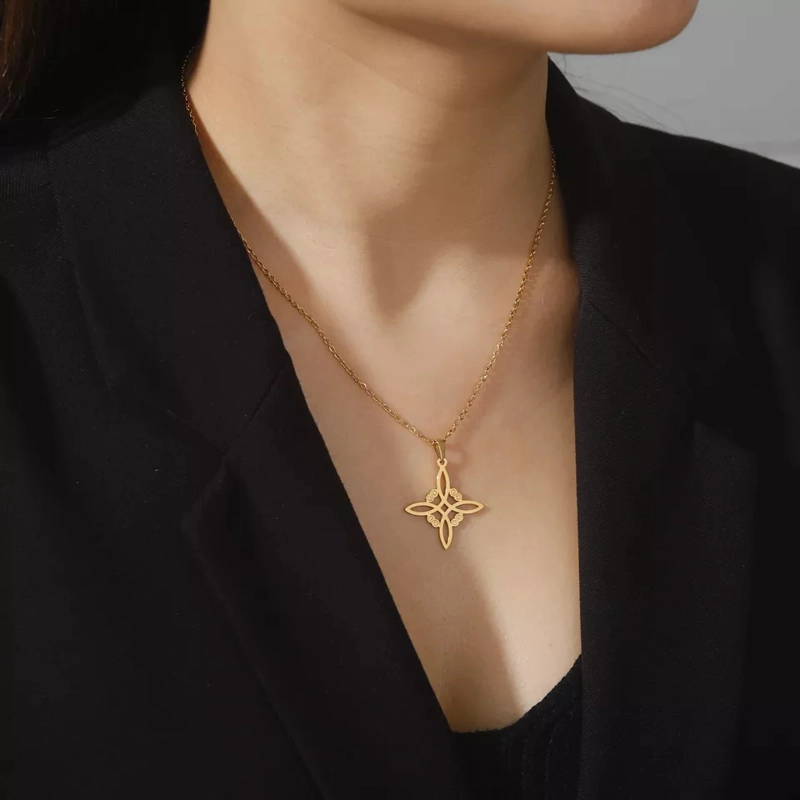 COLGANTE TODOJOYAS ACERO COLLAR NUDO DE BRUJA DORADO - 3
