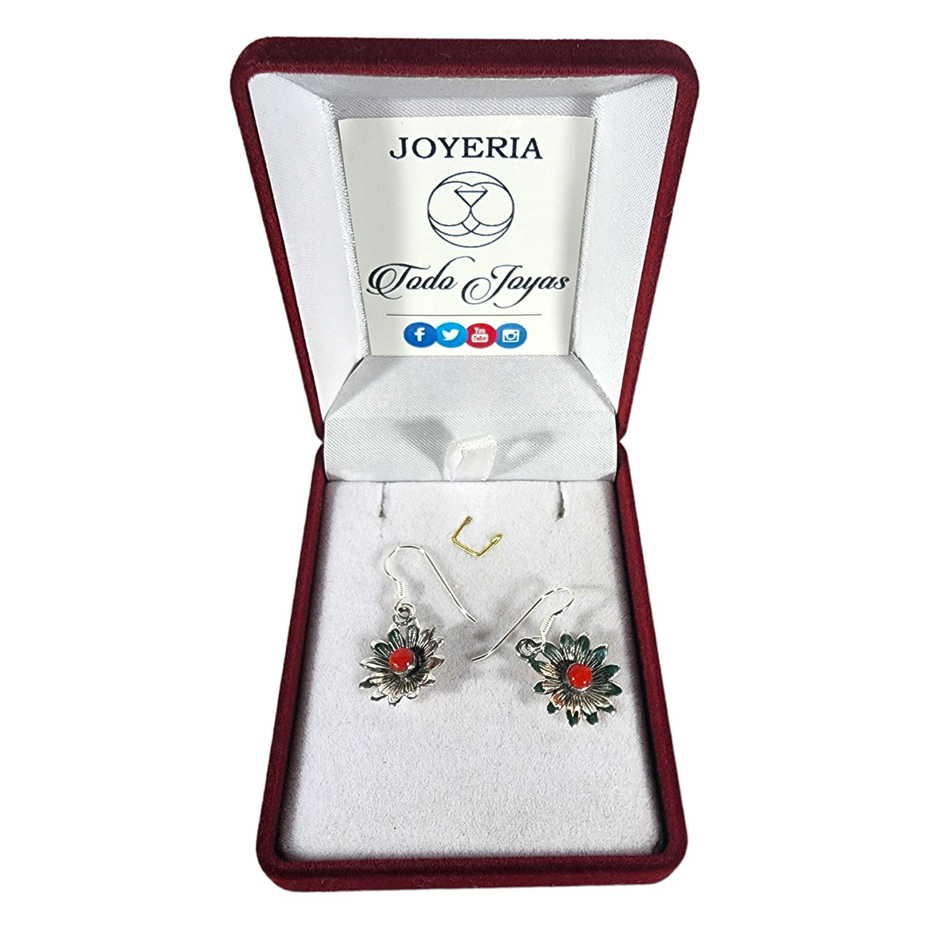 AROS TODOJOYAS PLATA 925 COLGANTE FLOR JASPE - 2