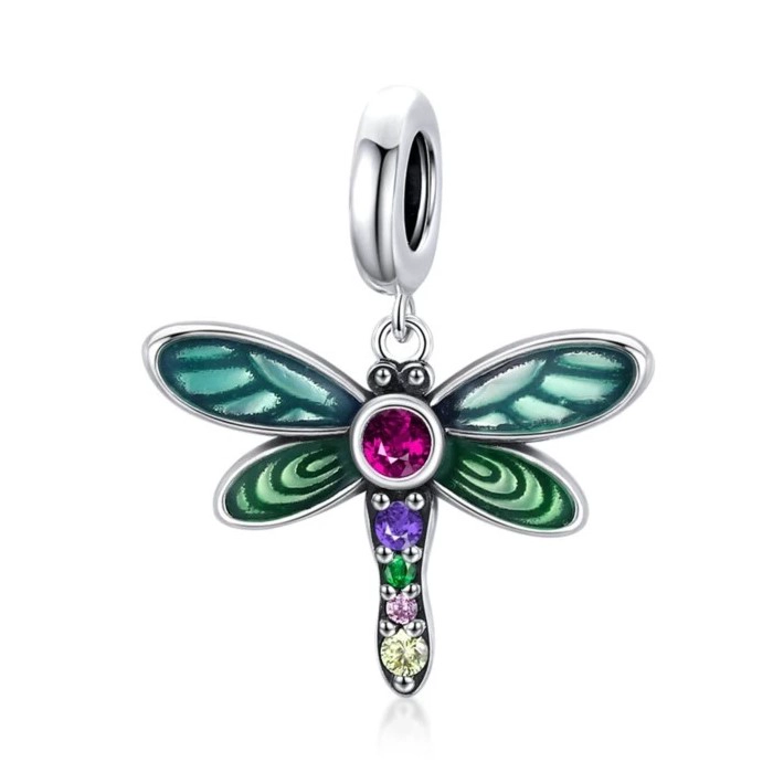 CHARM DIJE PLATA 925 LIBELULA MULTICOLOR - 1