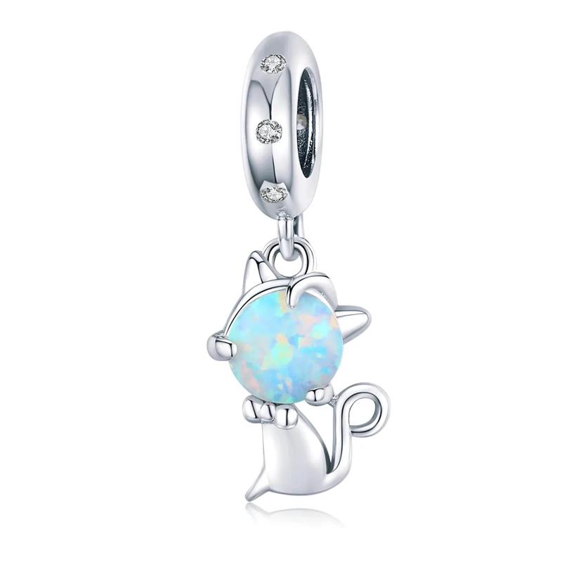 CHARM DIJE PLATA 925 GATO OPALO - 1