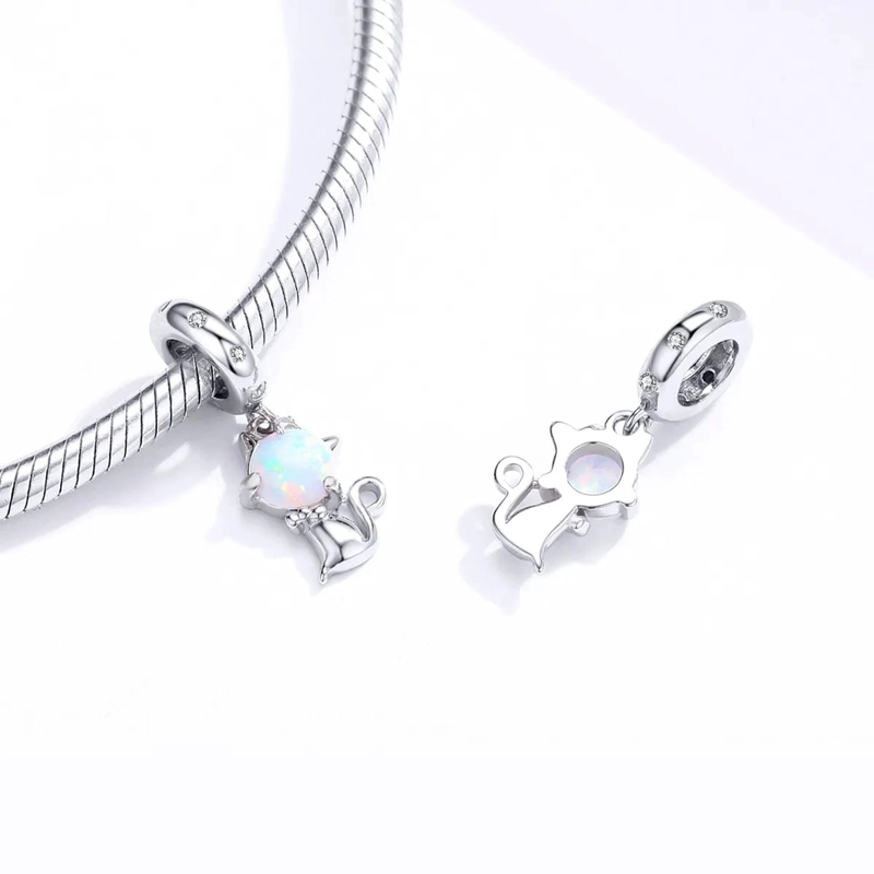 CHARM DIJE PLATA 925 GATO OPALO - 2
