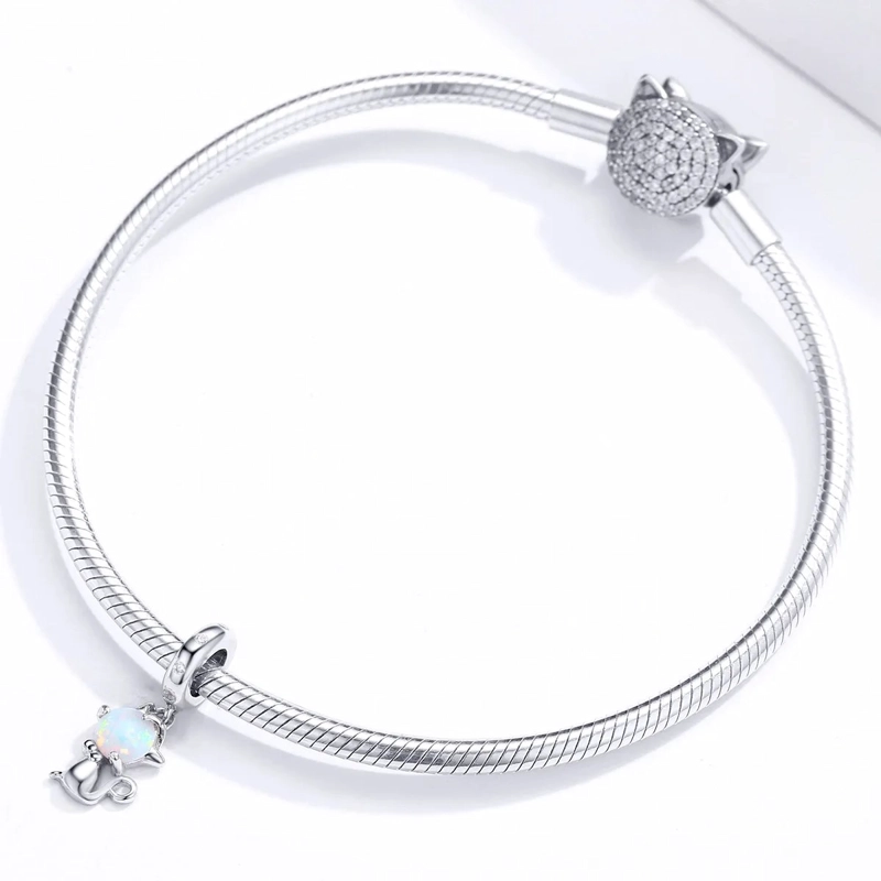 CHARM DIJE PLATA 925 GATO OPALO - 3