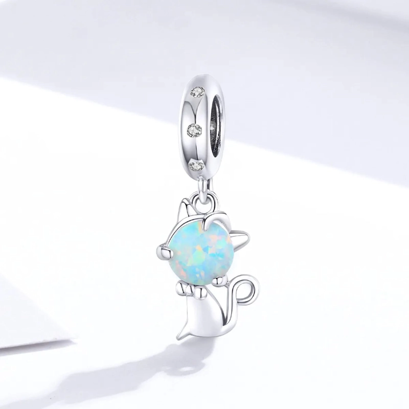 CHARM DIJE PLATA 925 GATO OPALO - 4