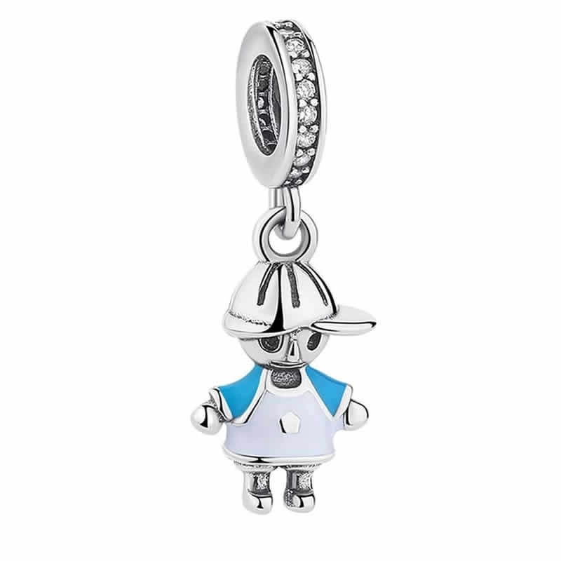 CHARM DIJE PLATA 925 NIÑO HIJO CELESTE - 1