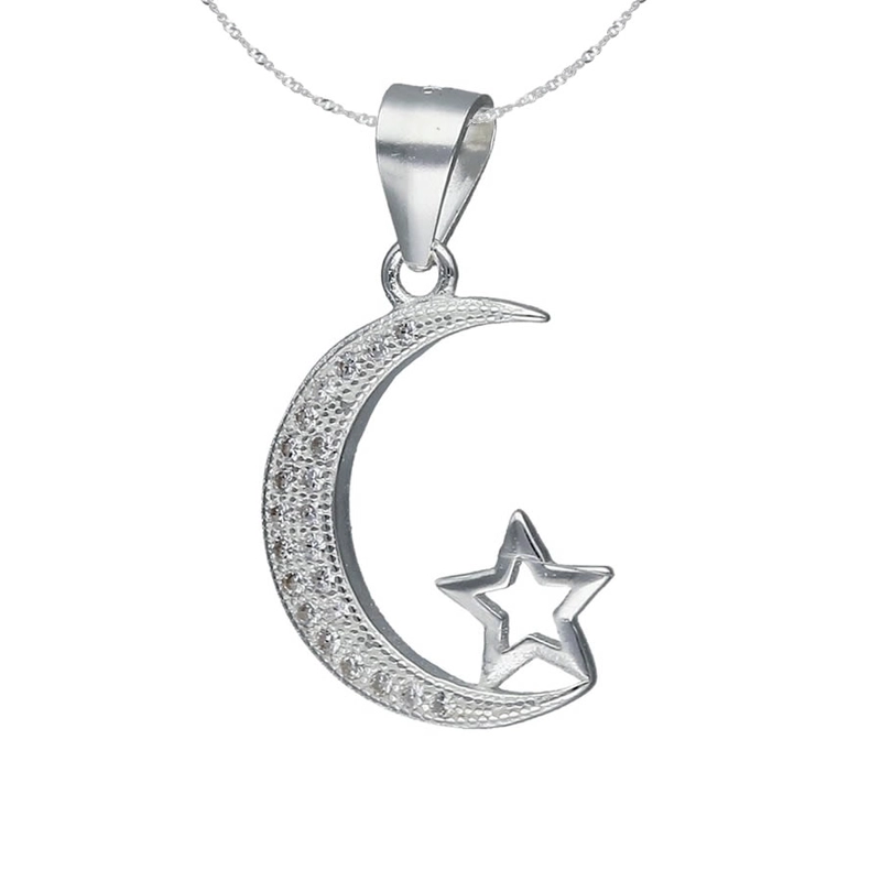 COLLAR TODOJOYAS PLATA 925 LUNA Y ESTRELLA - 1