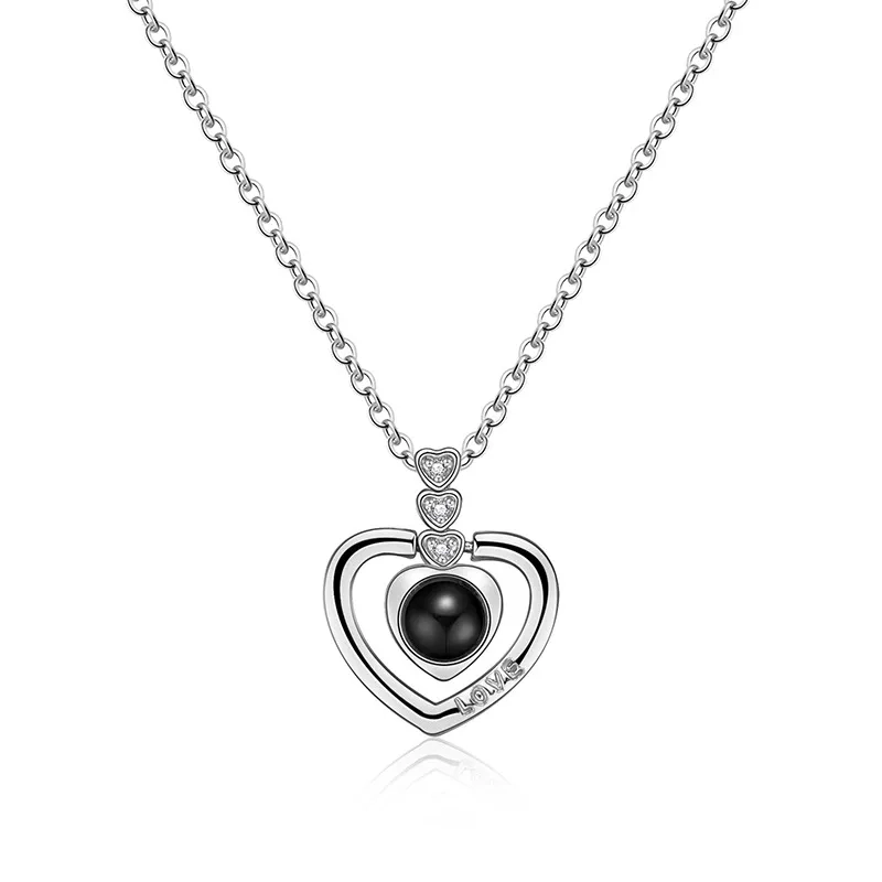COLLAR TODOJOYAS ENCHAPADO EN PLATA CORAZON TE AMO EN 100 IDIOMAS LOVE PLATEADO - 1