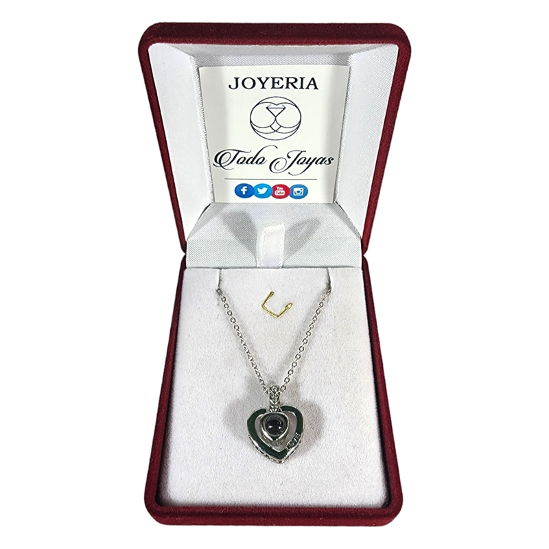 COLLAR TODOJOYAS ENCHAPADO EN PLATA CORAZON TE AMO EN 100 IDIOMAS LOVE PLATEADO - 2