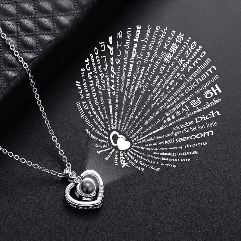 COLLAR TODOJOYAS ENCHAPADO EN PLATA CORAZON TE AMO EN 100 IDIOMAS LOVE PLATEADO - 5