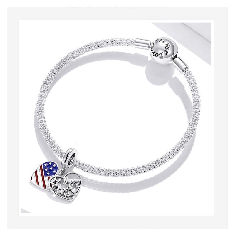 CHARM DIJE PLATA 925 BANDERA USA HAPPY 4TH JULY - 4