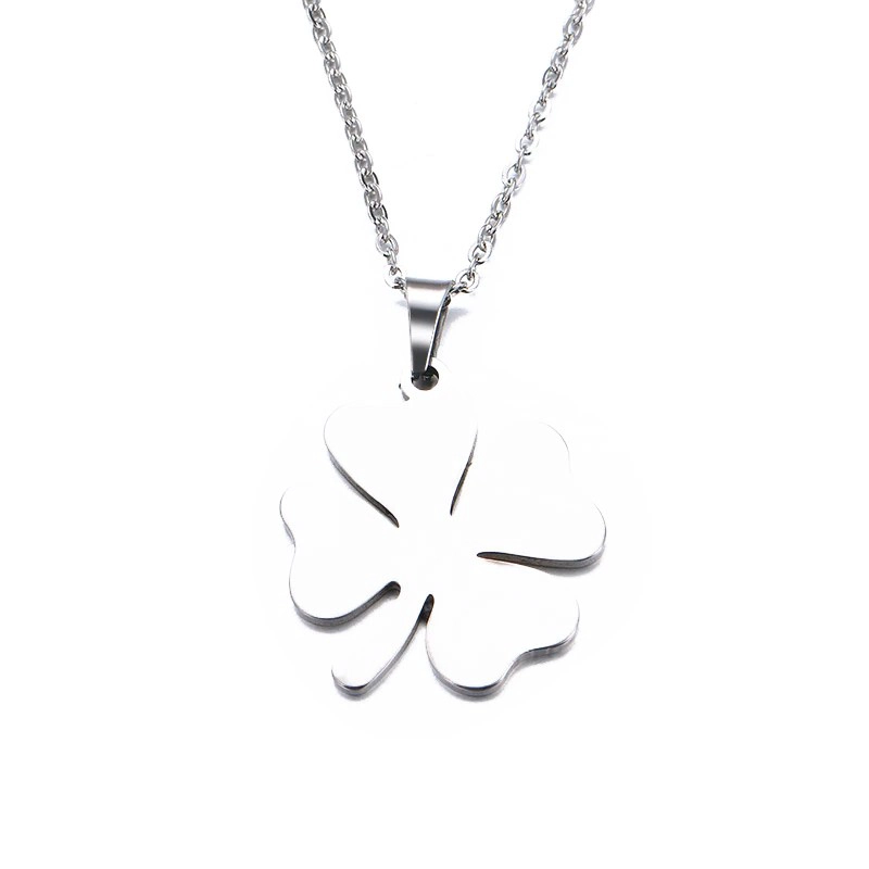 COLGANTE TODOJOYAS ACERO COLLAR TREBOL 4 HOJAS PLATEADO - 1