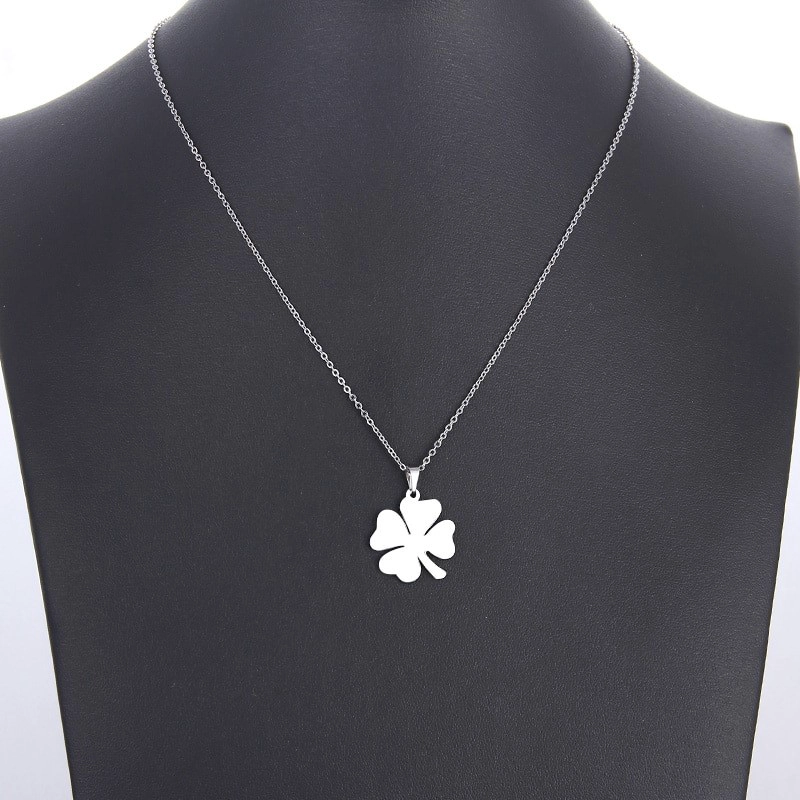 COLGANTE TODOJOYAS ACERO COLLAR TREBOL 4 HOJAS PLATEADO - 2