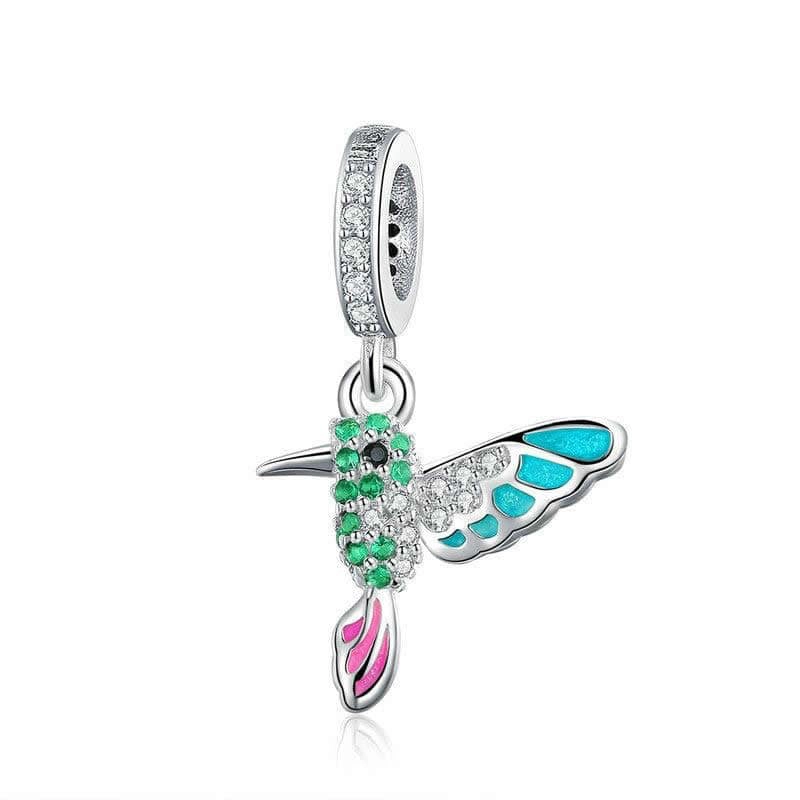 CHARM PLATA 925 COLIBRI PICAFLOR PAJARO AVE - 1