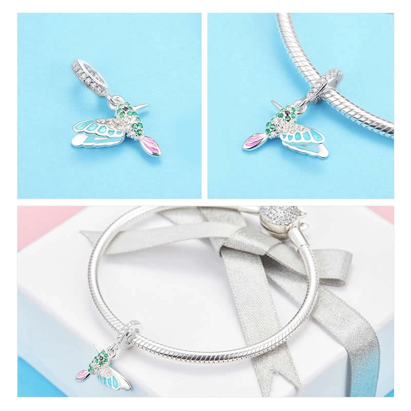 CHARM PLATA 925 COLIBRI PICAFLOR PAJARO AVE - 5
