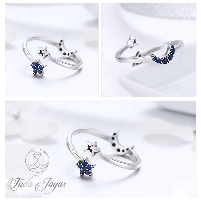 ANILLO TODOJOYAS LUNA AZUL Y ESTRELLAS PLATA 925 - 2