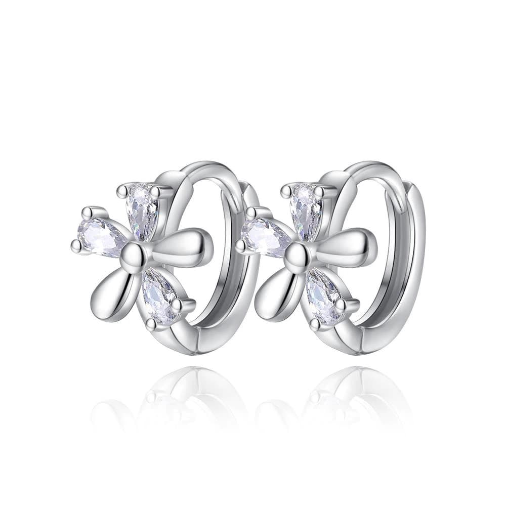 AROS TODOJOYAS DE FLOR CON CIRCONES PLATEADO PLATA - 1