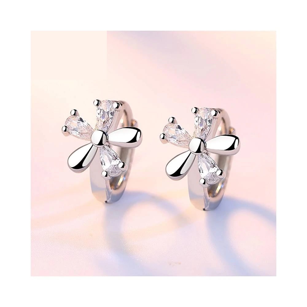 AROS TODOJOYAS DE FLOR CON CIRCONES PLATEADO PLATA - 2