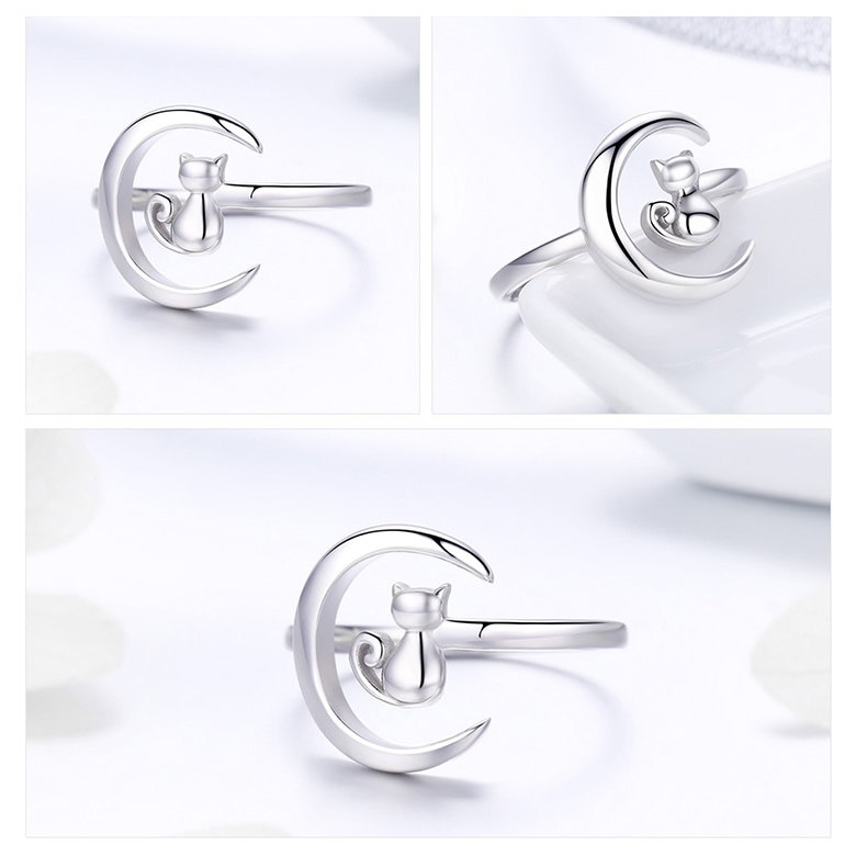 ANILLO PLATA 925 GATO Y LUNA - 2