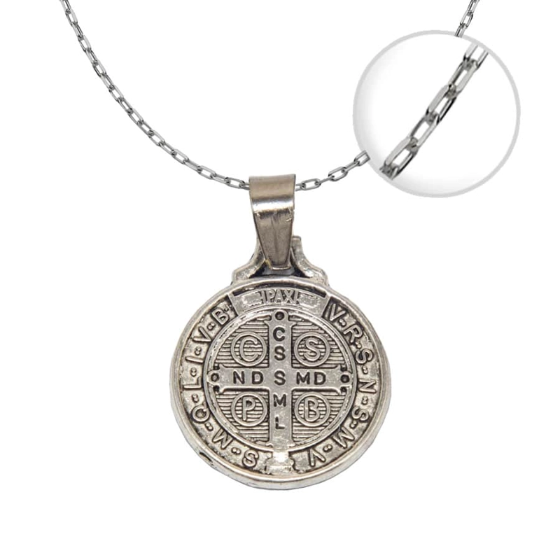 COLLAR TODOJOYAS ENCHAPADO EN PLATA MEDALLA SAN BENITO PLATEADO - 2