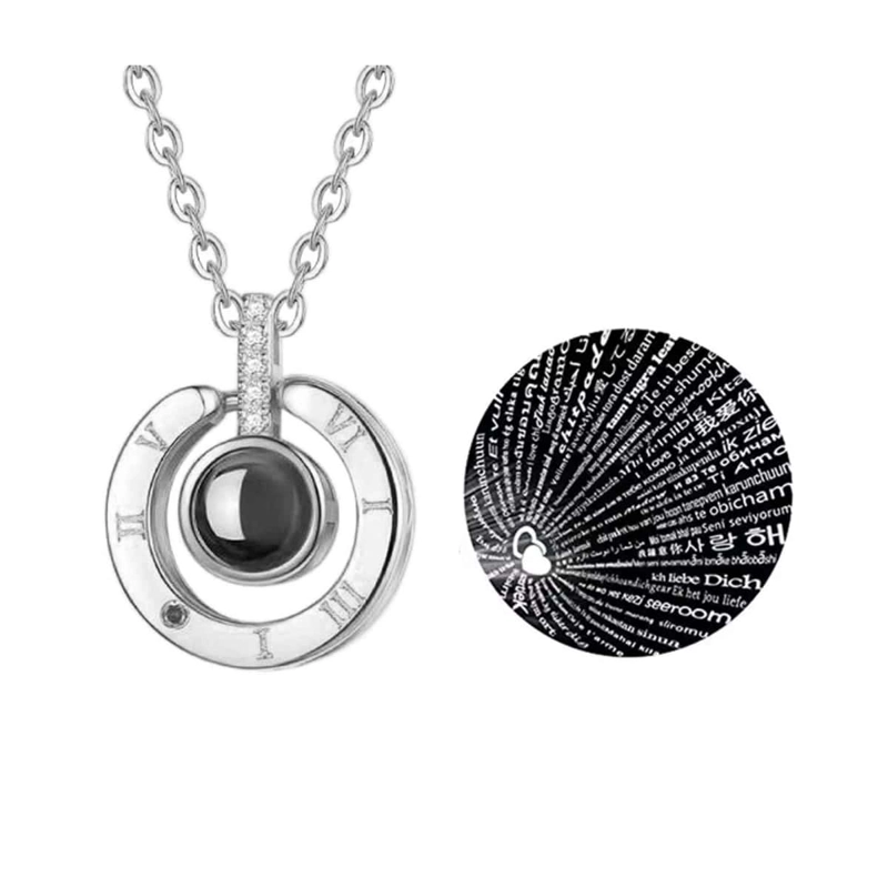 COLLAR TODOJOYAS ENCHAPADO EN PLATA COLGANTE TE AMO EN 100 IDIOMAS PLATEADO - 1