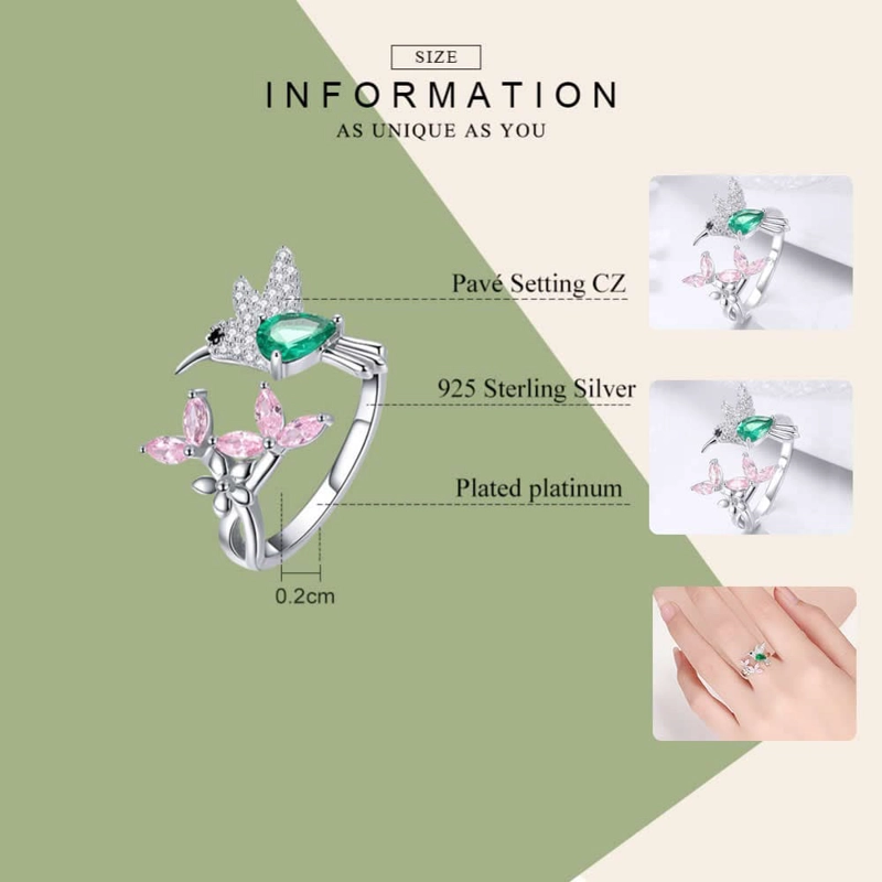 ANILLO TODOJOYAS COLIBRI PICAFLOR CIRCONES PLATA 925 - 3