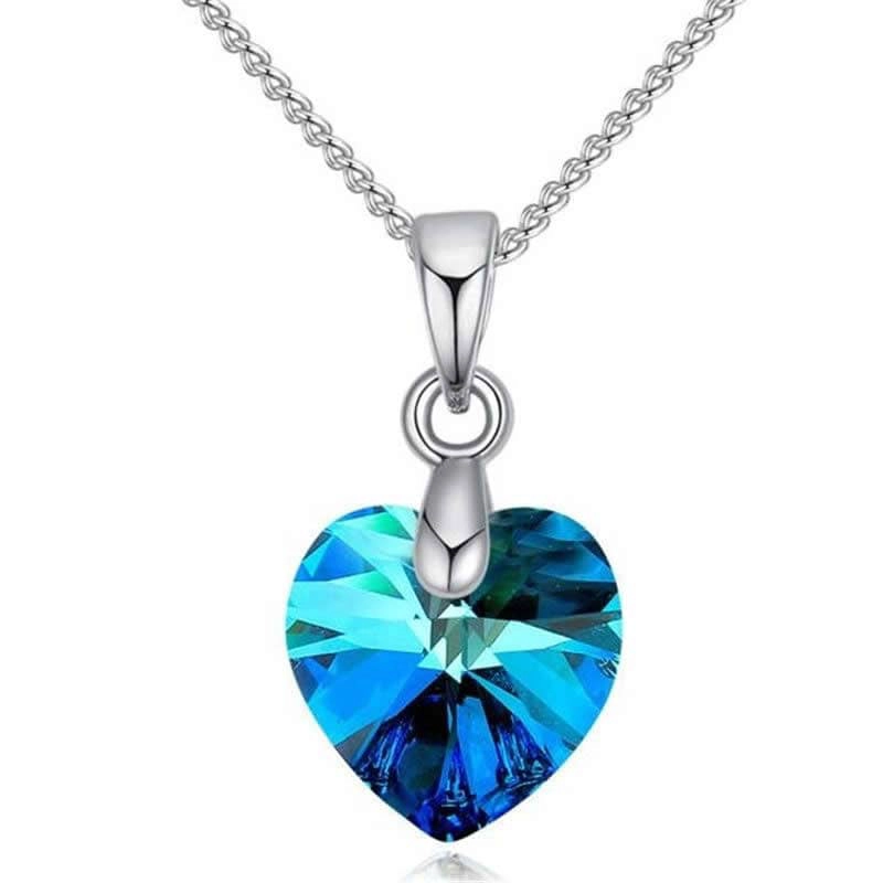 COLLAR TODOJOYAS ENCHAPADO EN PLATA COLGANTE CRISTAL AZUL PLATEADO - 1