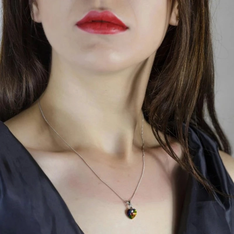 COLLAR TODOJOYAS ENCHAPADO EN PLATA COLGANTE CRISTAL AZUL PLATEADO - 2
