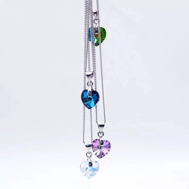 COLLAR TODOJOYAS ENCHAPADO EN PLATA COLGANTE CRISTAL AZUL PLATEADO - 5