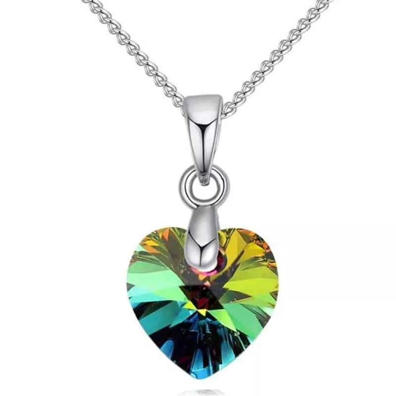 COLLAR TODOJOYAS ENCHAPADO EN PLATA COLGANTE CRISTAL TORNASOL PLATEADO - 1
