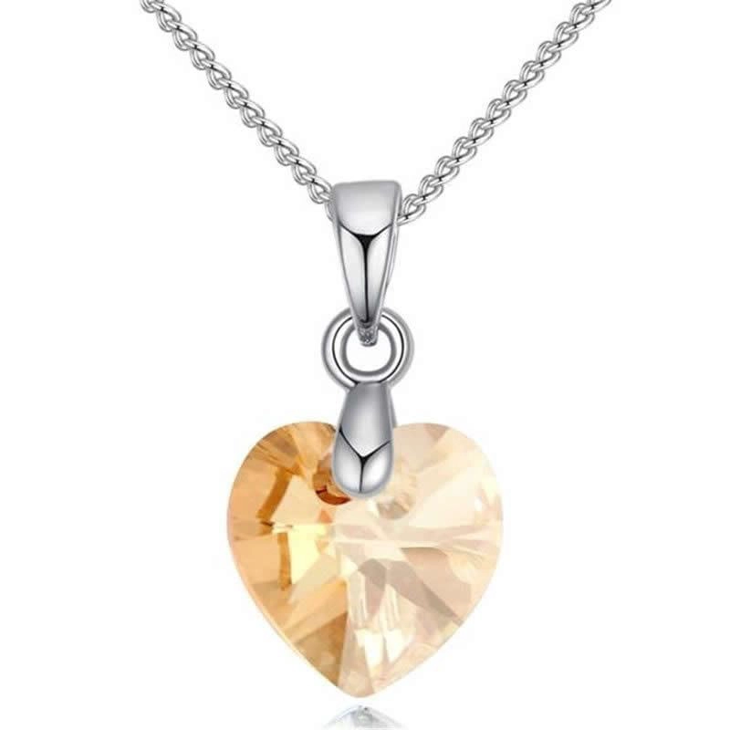 COLLAR TODOJOYAS ENCHAPADO EN PLATA COLGANTE CRISTAL AMARILLO PLATEADO - 1