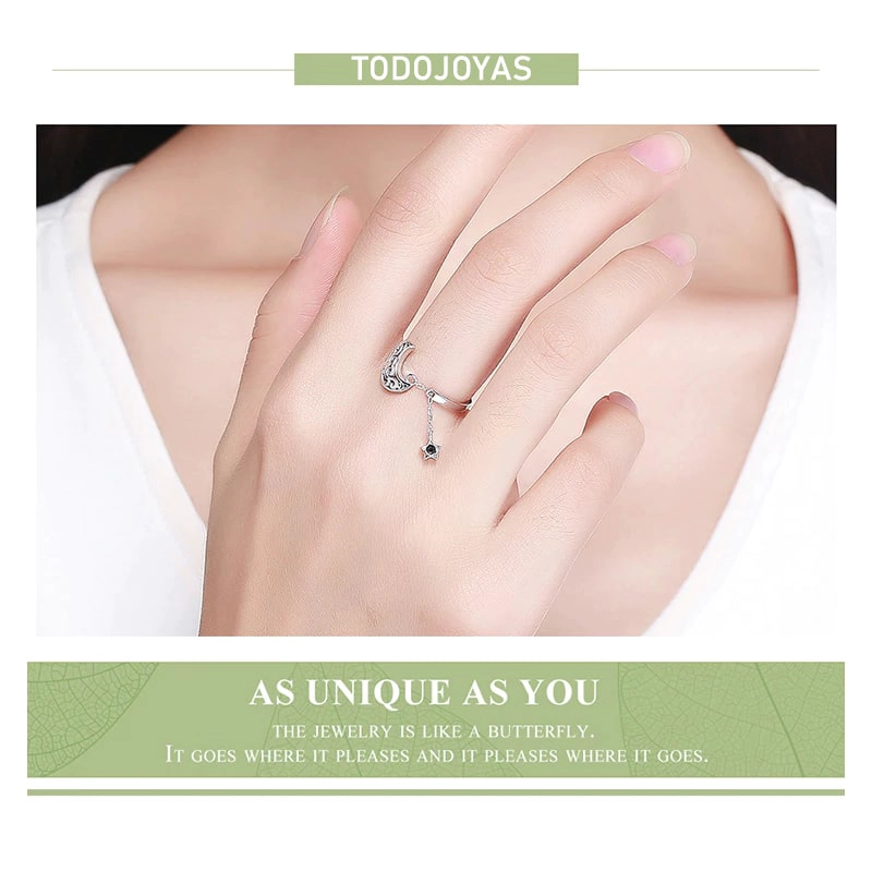 ANILLO TODOJOYAS LUNA Y ESTRELLA PLATA 925 - 2