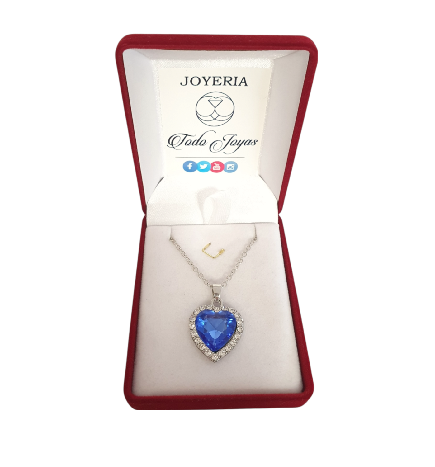COLLAR TODOJOYAS ENCHAPADO EN PLATA COLGANTE TITANIC CORAZON DEL OCEANO AZUL - 2