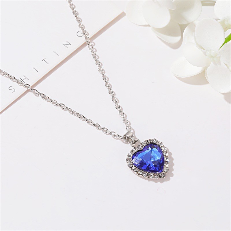 COLLAR TODOJOYAS ENCHAPADO EN PLATA COLGANTE TITANIC CORAZON DEL OCEANO AZUL - 4