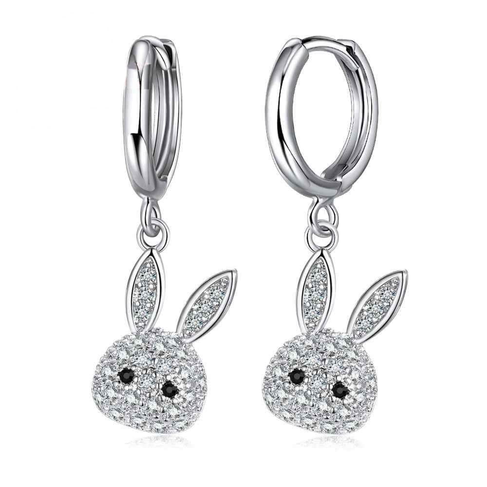 AROS TODOJOYAS DE CONEJO COLGANTE CON CIRCONES PLATEADO PLATA - 1