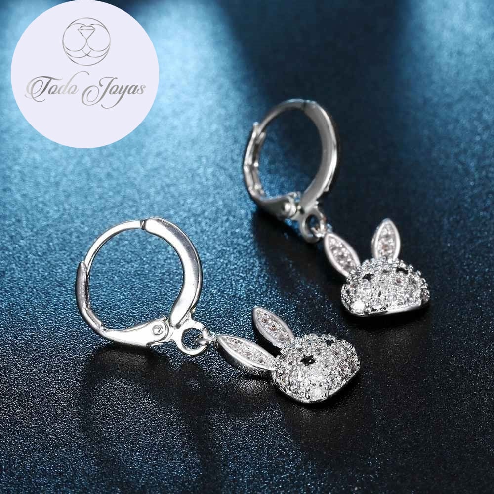 AROS TODOJOYAS DE CONEJO COLGANTE CON CIRCONES PLATEADO PLATA - 2