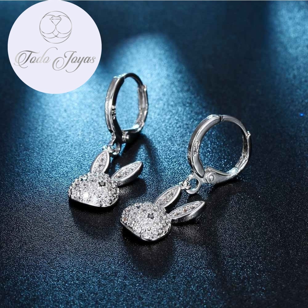 AROS TODOJOYAS DE CONEJO COLGANTE CON CIRCONES PLATEADO PLATA - 3