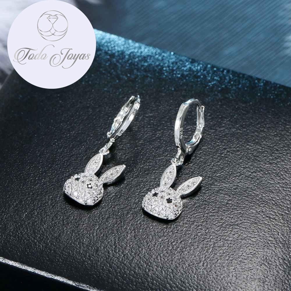 AROS TODOJOYAS DE CONEJO COLGANTE CON CIRCONES PLATEADO PLATA - 4