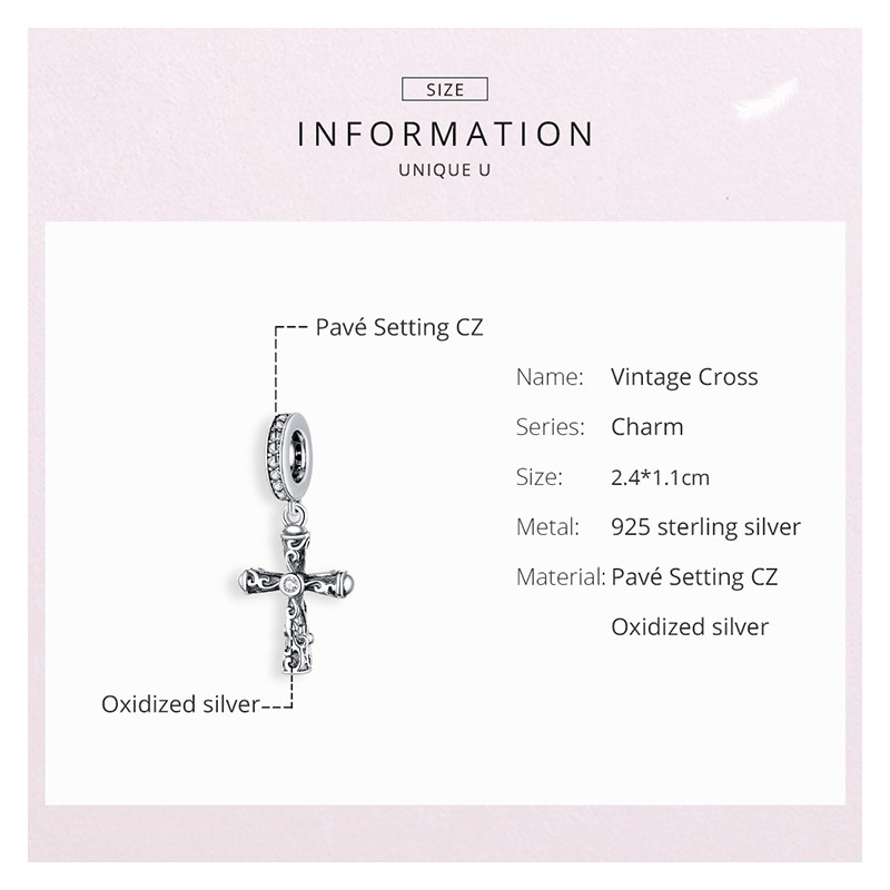 CHARM DIJE PLATA 925 CRUZ VINTAGE - 5
