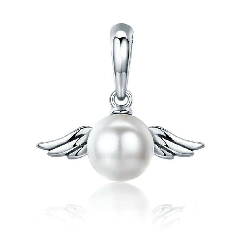 CHARM DIJE PLATA 925 ALAS DE ANGEL PERLA - 1
