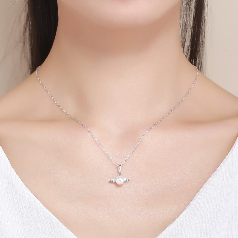 CHARM DIJE PLATA 925 ALAS DE ANGEL PERLA - 4