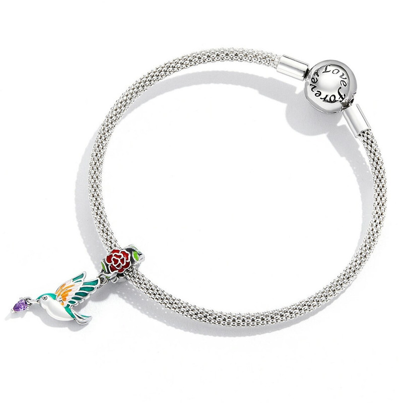 CHARM DIJE PLATA 925 COLIBRI AVE CON FLOR - 2