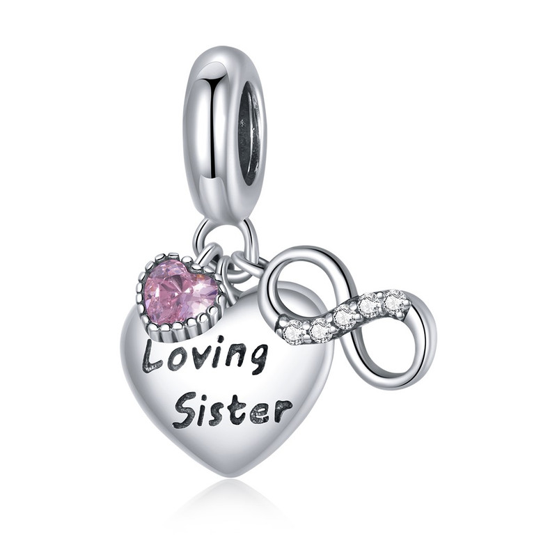 CHARM DIJE PLATA 925 CORAZON LOVING SISTER INFINITO - 1
