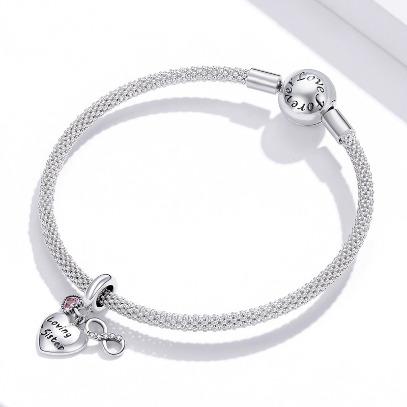 CHARM DIJE PLATA 925 CORAZON LOVING SISTER INFINITO - 2