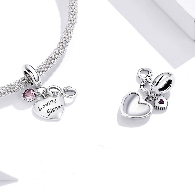 CHARM DIJE PLATA 925 CORAZON LOVING SISTER INFINITO - 3