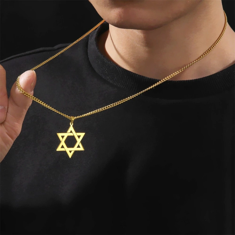 COLGANTE TODOJOYAS ACERO COLLAR ESTRELLA DAVID DORADO - 3