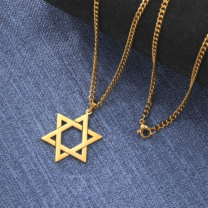 COLGANTE TODOJOYAS ACERO COLLAR ESTRELLA DAVID DORADO - 5