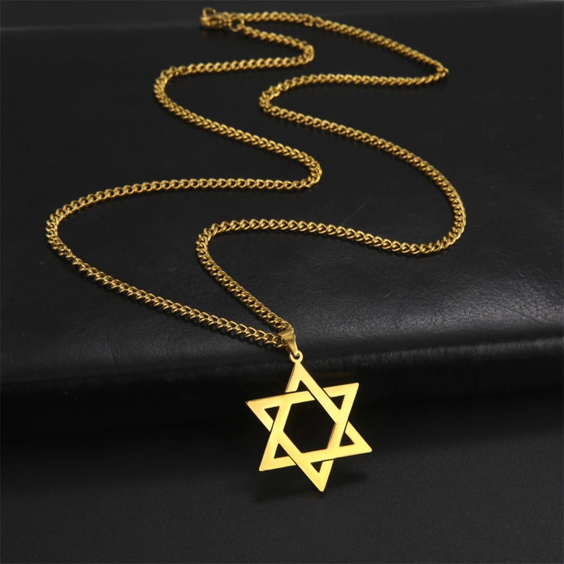 COLGANTE TODOJOYAS ACERO COLLAR ESTRELLA DAVID DORADO - 6