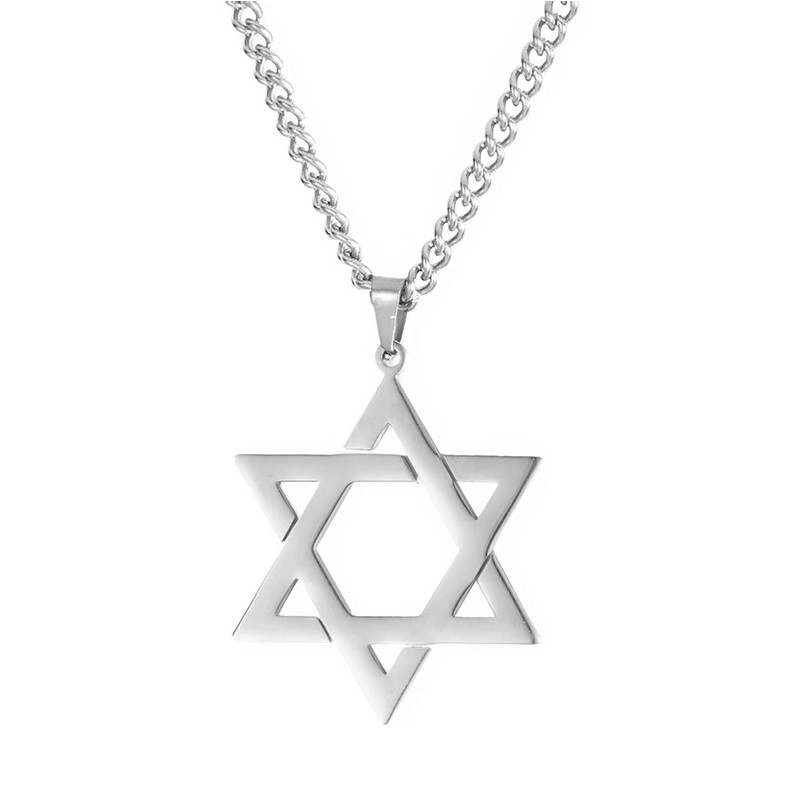 COLGANTE TODOJOYAS ACERO COLLAR ESTRELLA DAVID PLATEADO - 1