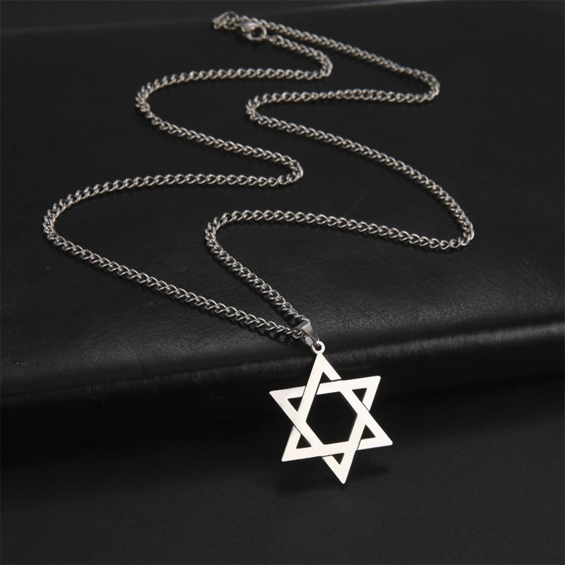COLGANTE TODOJOYAS ACERO COLLAR ESTRELLA DAVID PLATEADO - 5